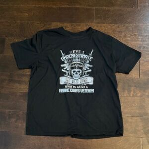Black T-Shirt with Marine Corps Veteran Graphic 2XL New